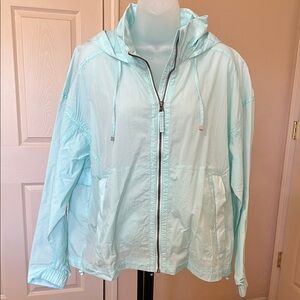 Eddie Bauer Women's Light Blue Hooded Windbreaker Jacket